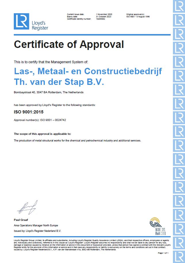 ISO 9001:2015 gecertificeerd metaalbedrijf